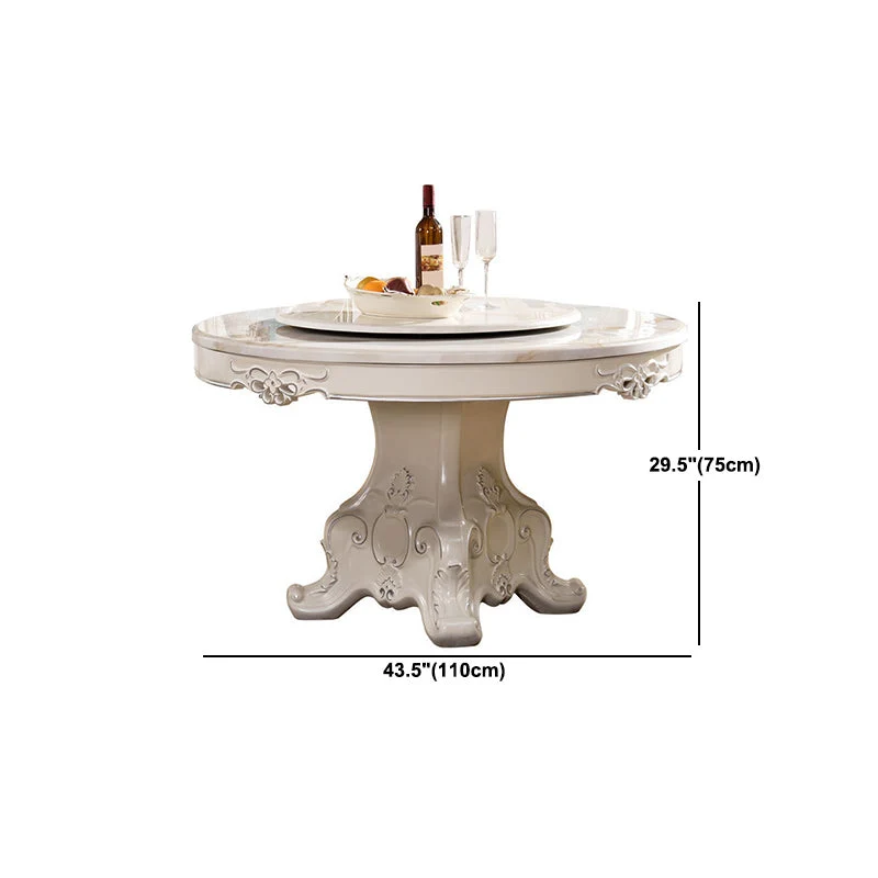 Tavolo da pranzo con piano pietra Tavolo da pranzo rotondo con base piedistallo bianco Clearhalo