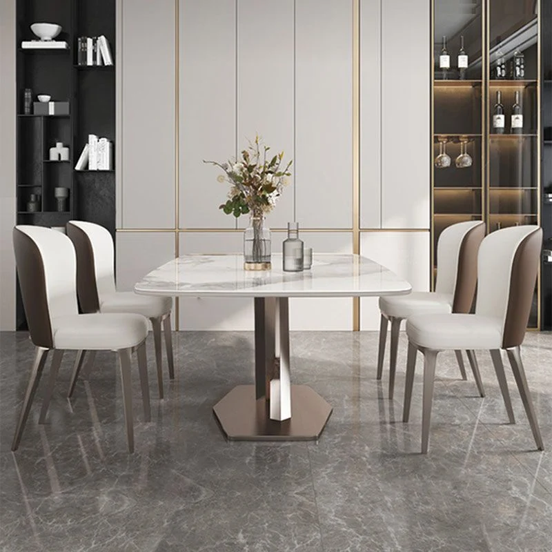 Tavolo da pranzo con piano pietra Tavolo rettangolare tradizionale di lusso con base piedistallo Clearhalo