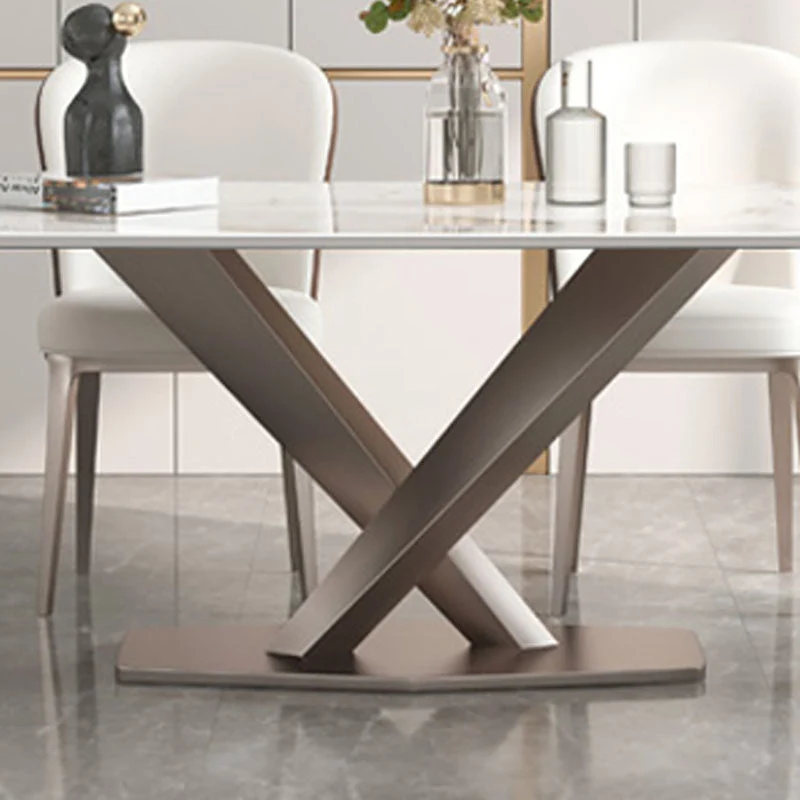 Tavolo da pranzo con piano pietra Tavolo rettangolare tradizionale di lusso con base piedistallo Clearhalo