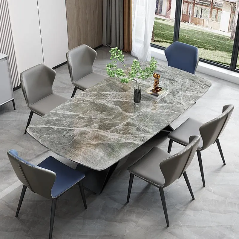 Tavolo da pranzo con piano pietra Tavolo tradizionale di lusso con base piedistallo Clearhalo