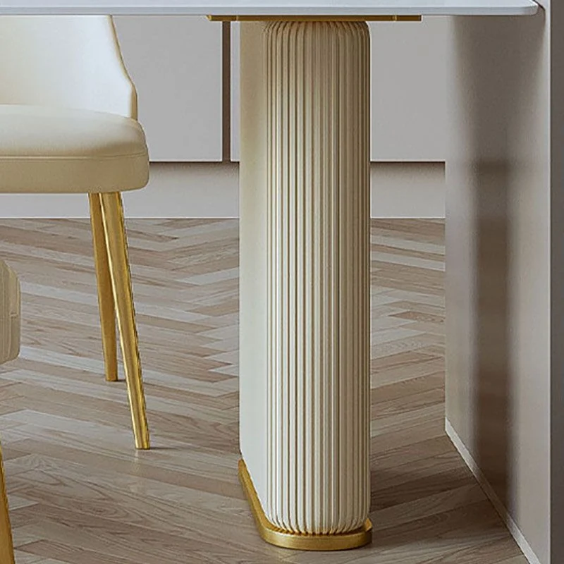Tavolo da pranzo con piano pietra Tavolo da pranzo moderno con base slitta bianco Clearhalo