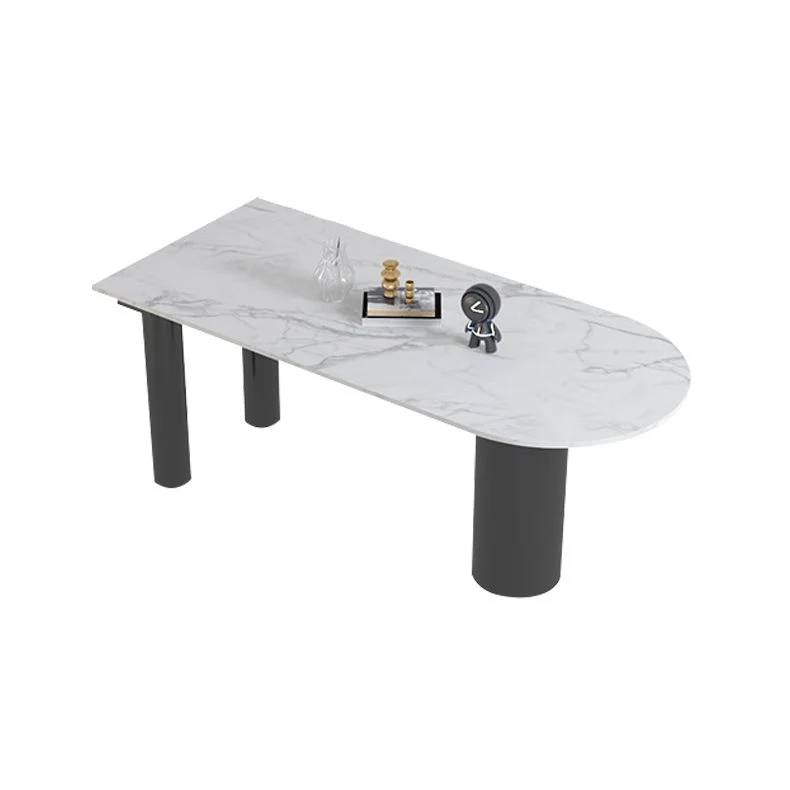 Tavolo da pranzo con piano pietra Tavolo da pranzo moderno con base 3 gambe nero Clearhalo