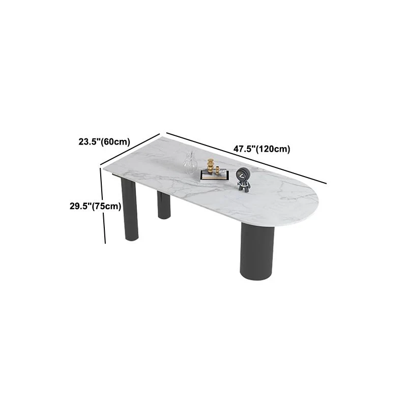 Tavolo da pranzo con piano pietra Tavolo da pranzo moderno con base 3 gambe nero Clearhalo