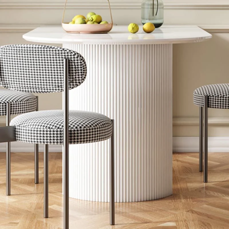 Tavolo da pranzo con piano pietra Tavolo moderno con doppio piedistallo bianco Clearhalo