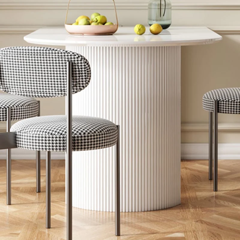 Tavolo da pranzo con piano pietra Tavolo moderno con doppio piedistallo bianco Clearhalo