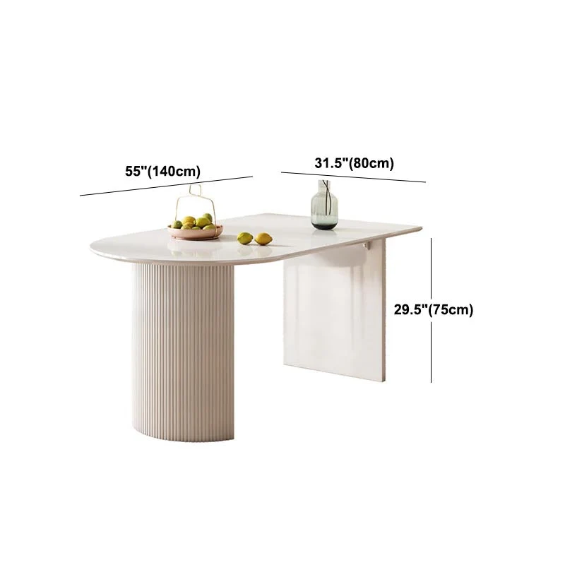 Tavolo da pranzo con piano pietra Tavolo moderno con doppio piedistallo bianco Clearhalo