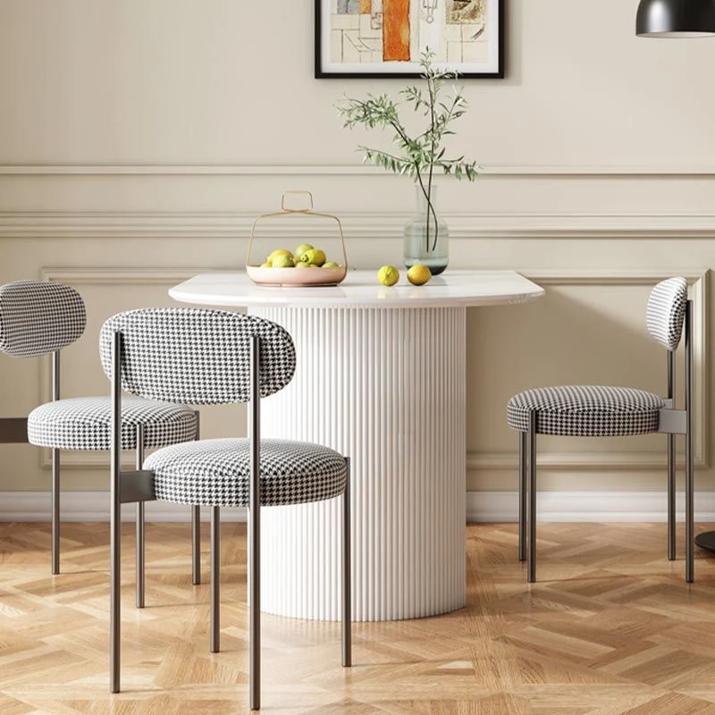 Tavolo da pranzo con piano pietra Tavolo moderno con doppio piedistallo bianco Clearhalo