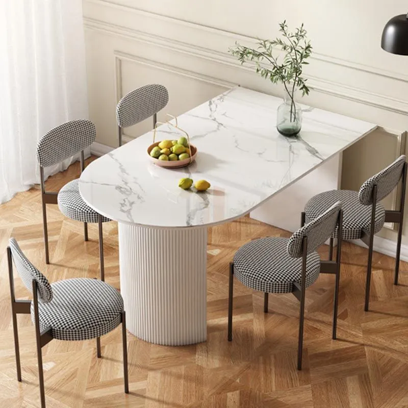 Tavolo da pranzo con piano pietra Tavolo moderno con doppio piedistallo bianco Clearhalo