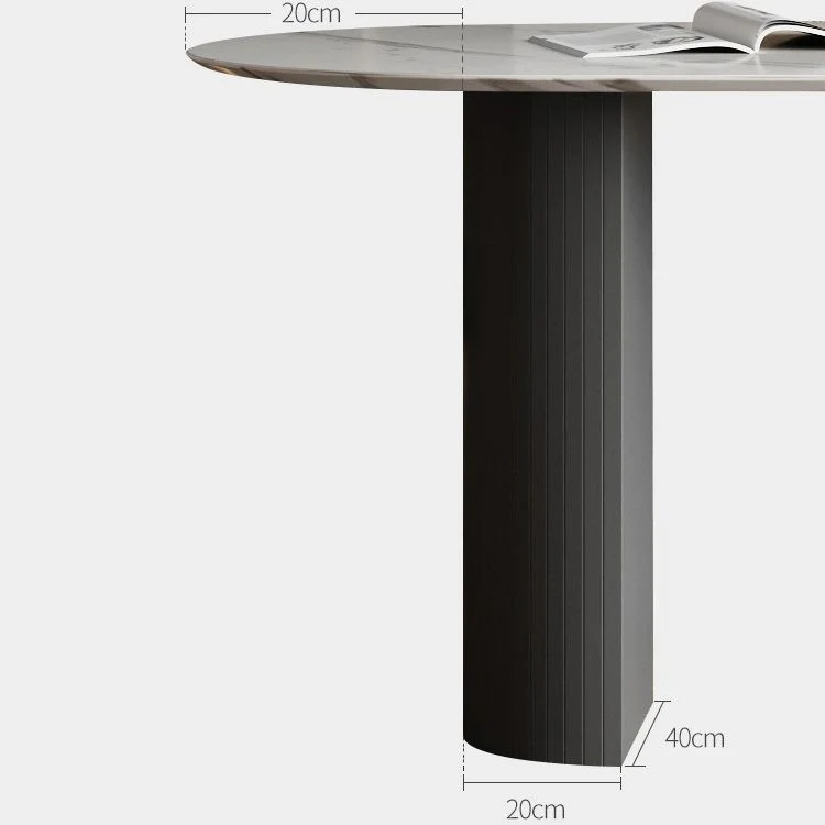 Tavolo da pranzo con piano pietra Tavolo ovale tradizionale di lusso con base slitta Clearhalo