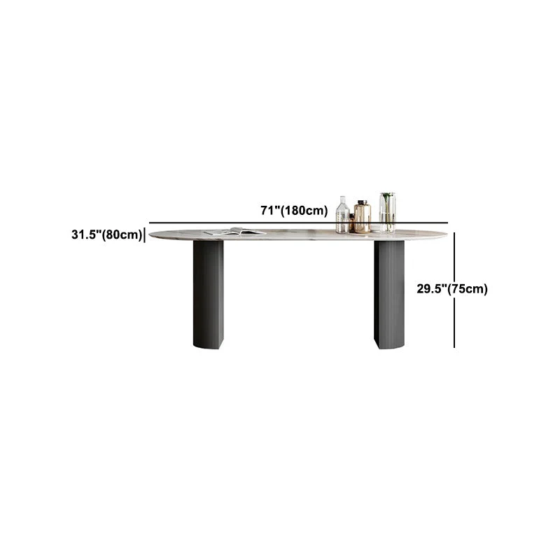 Tavolo da pranzo con piano pietra Tavolo ovale tradizionale di lusso con base slitta Clearhalo