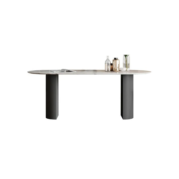 Tavolo da pranzo con piano pietra Tavolo ovale tradizionale di lusso con base slitta Clearhalo