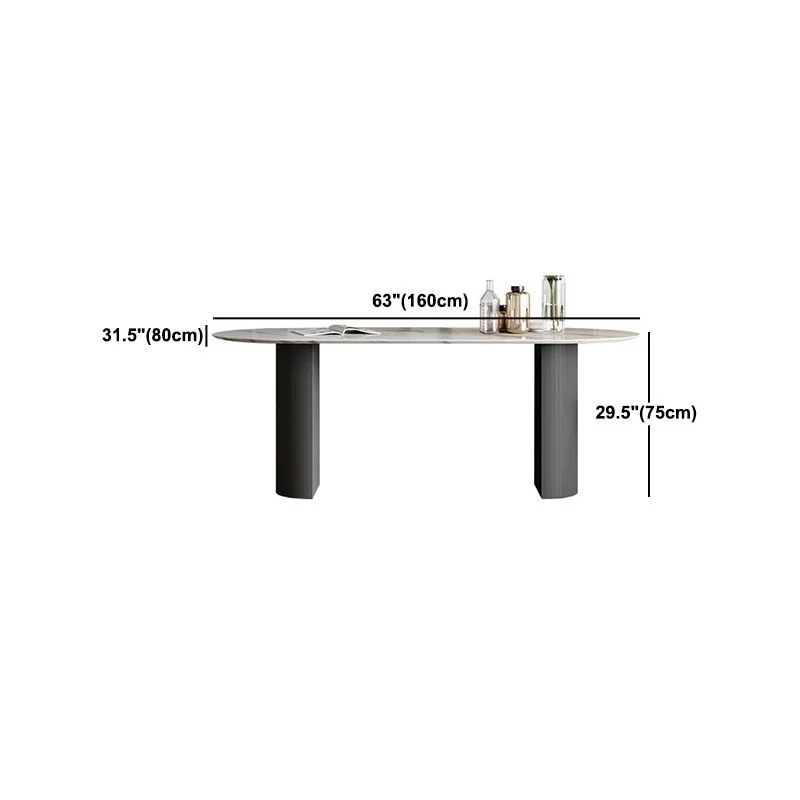 Tavolo da pranzo con piano pietra Tavolo ovale tradizionale di lusso con base slitta Clearhalo
