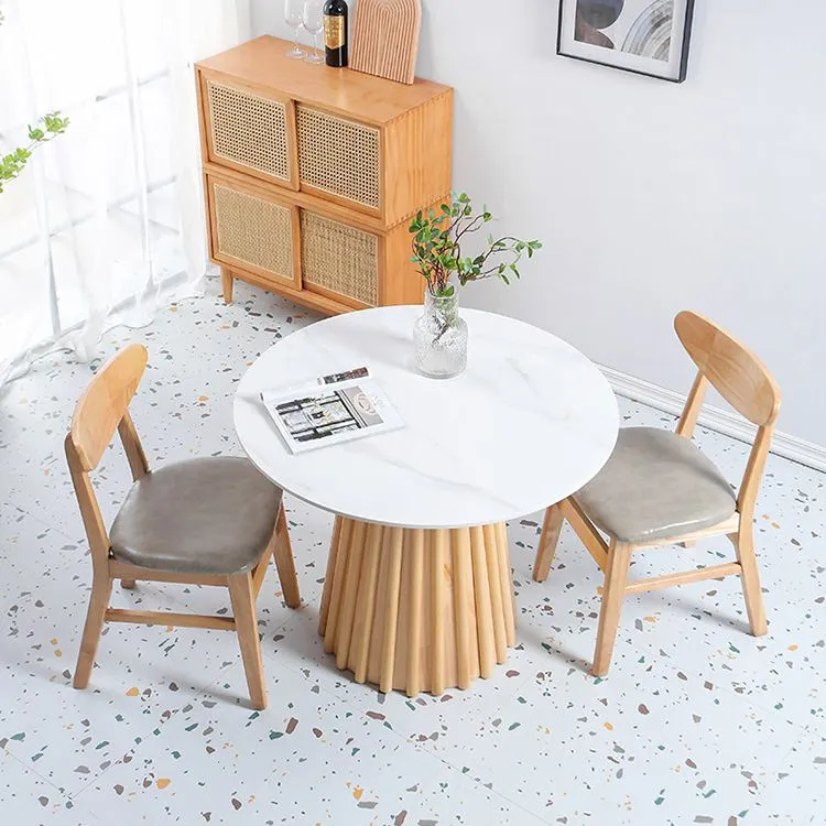 Tavolo da pranzo con piano rotondo Tavolo da pranzo moderno con base piedistallo Clearhalo