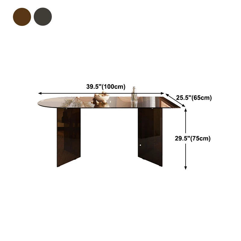 Tavolo da pranzo con piano vetro Tavolo moderno con base doppio piedistallo Clearhalo