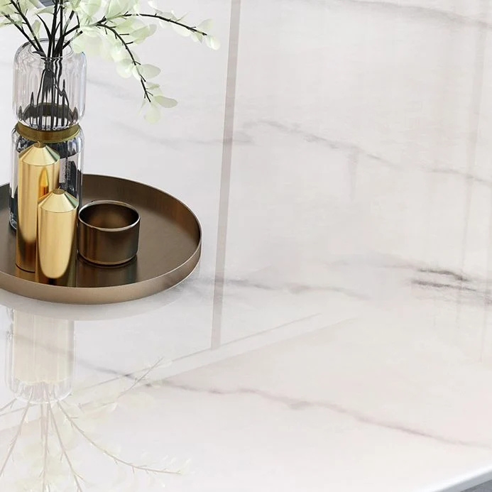 Tavolo da pranzo con piedistallo con base dorata Tavolo da pranzo tradizionale pietra rettangolare di lusso Clearhalo