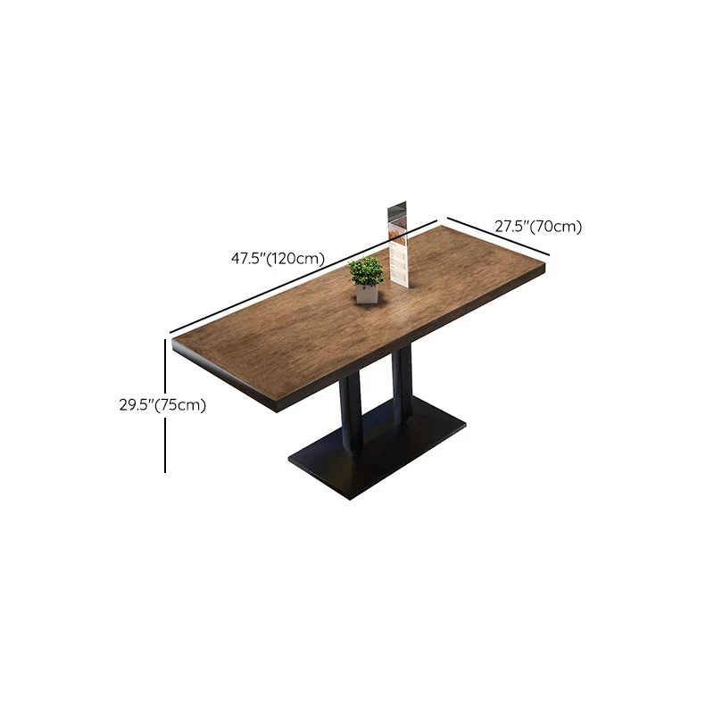 Tavolo da pranzo con piedistallo industriale metallo Tavolo con piano legno per cucina e sala da pranzo Clearhalo