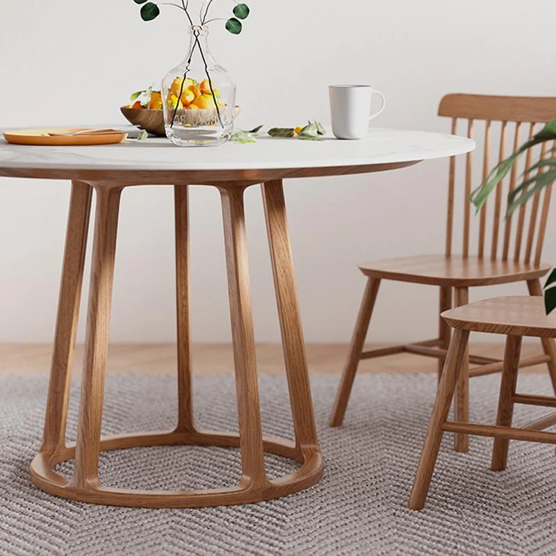 Tavolo da pranzo con piedistallo legno massello Tavolo da pranzo rotondo moderno bianco Clearhalo
