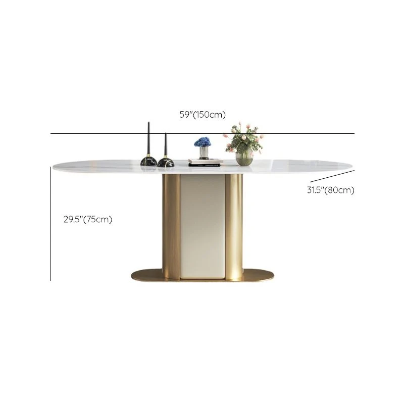 Tavolo da pranzo con piedistallo metallo Tavolo Glam Stone per sala da pranzo Clearhalo