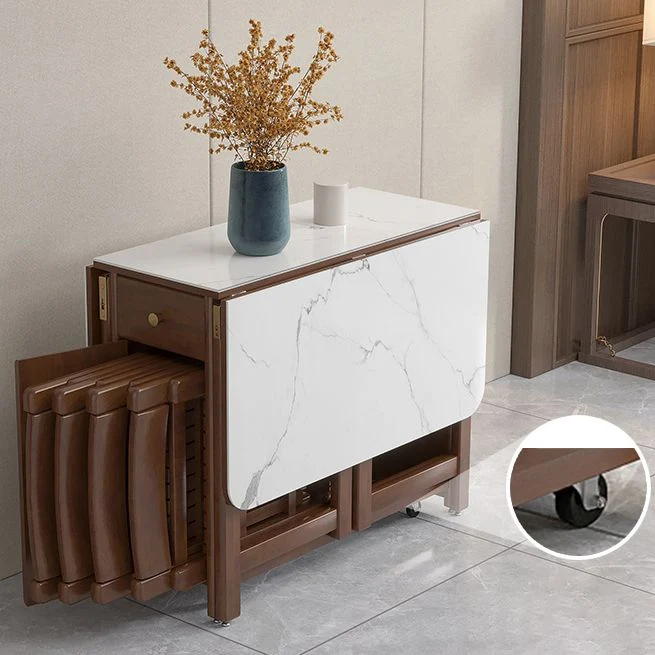 Tavolo da pranzo con ribalte pietra stile moderno, 51,2 x 35,4 x 29,5 pollici Clearhalo