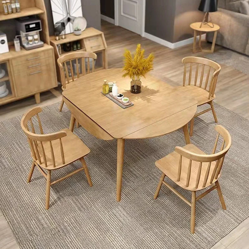 Tavolo da pranzo con ribalte Tavolo da pranzo legno massello di Rubberwood con 4 gambe Clearhalo