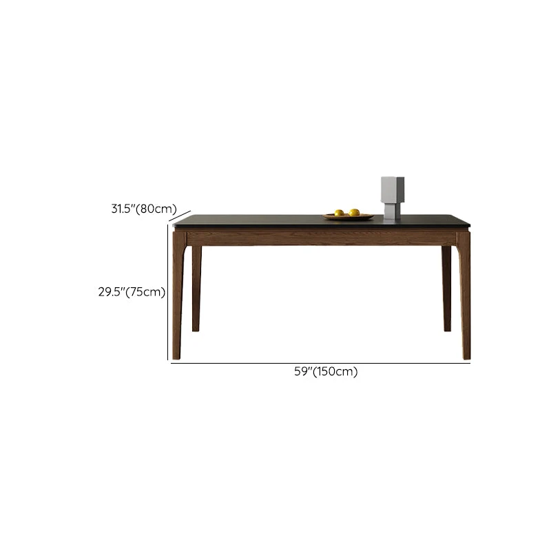 Tavolo da pranzo con struttura legno di frassino Tavolo da pranzo con piano pietra nera per la casa Clearhalo