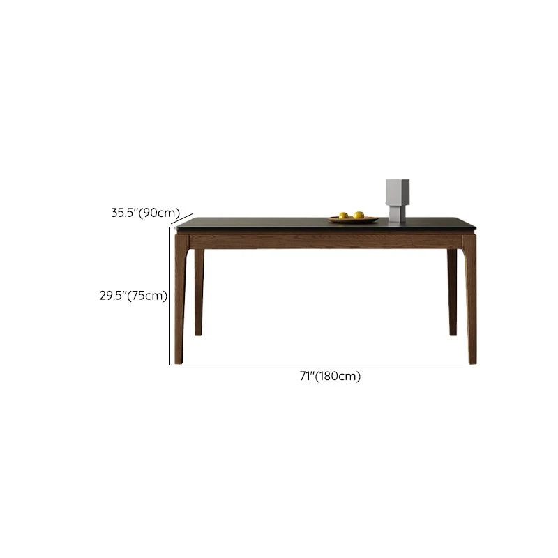 Tavolo da pranzo con struttura legno di frassino Tavolo da pranzo con piano pietra nera per la casa Clearhalo