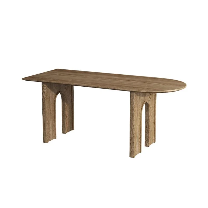Tavolo da pranzo contemporaneo legno massello di forma irregolare con sedie Clearhalo