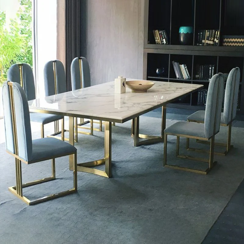 Tavolo da pranzo contemporaneo marmo con 4/6 sedie da pranzo pelle Clearhalo