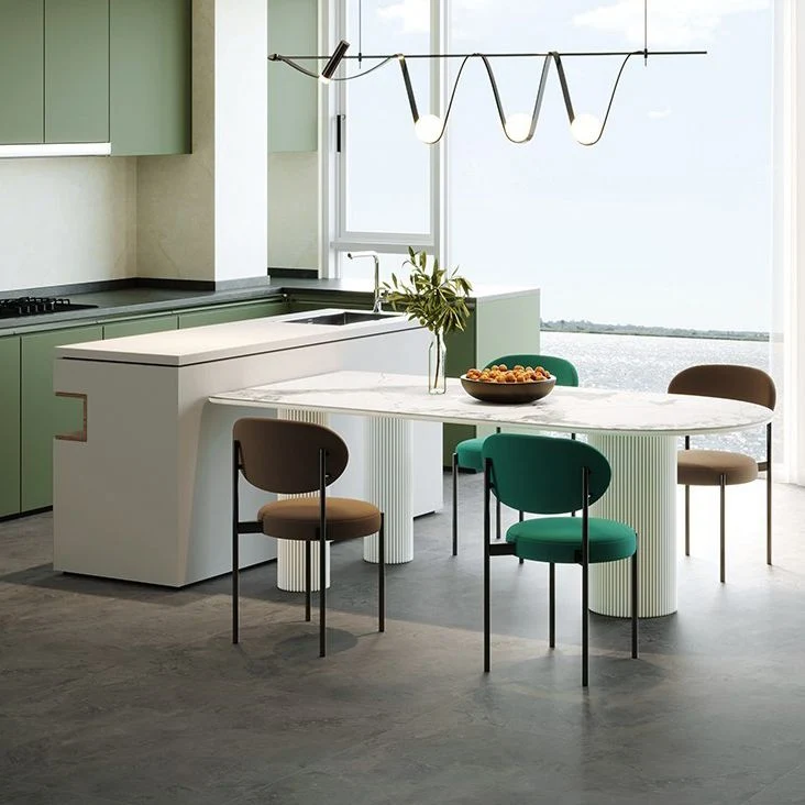 Tavolo da pranzo contemporaneo da 3 piedi Mobili da sala da pranzo pietra per la casa Clearhalo