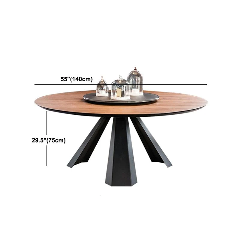 Tavolo da pranzo convertibile con piedistallo rotondo della collezione moderna per sala da pranzo con piano legno Clearhalo