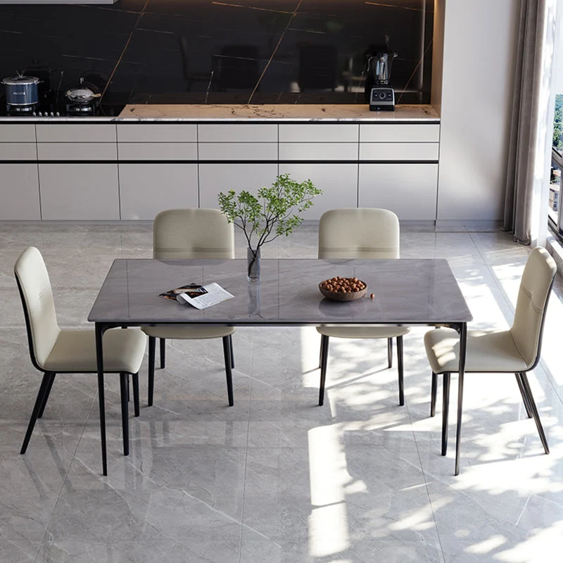 Tavolo da pranzo da cucina con piano pietra Tavolo da pranzo rettangolare con 4 gambe Clearhalo