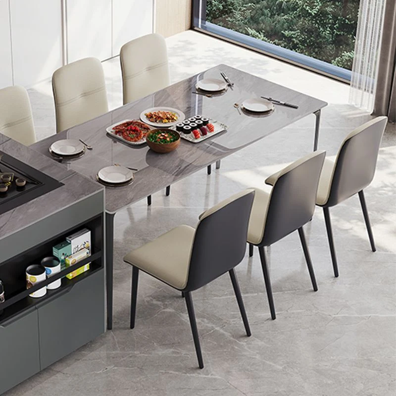Tavolo da pranzo da cucina con piano pietra Tavolo da pranzo rettangolare con 4 gambe Clearhalo