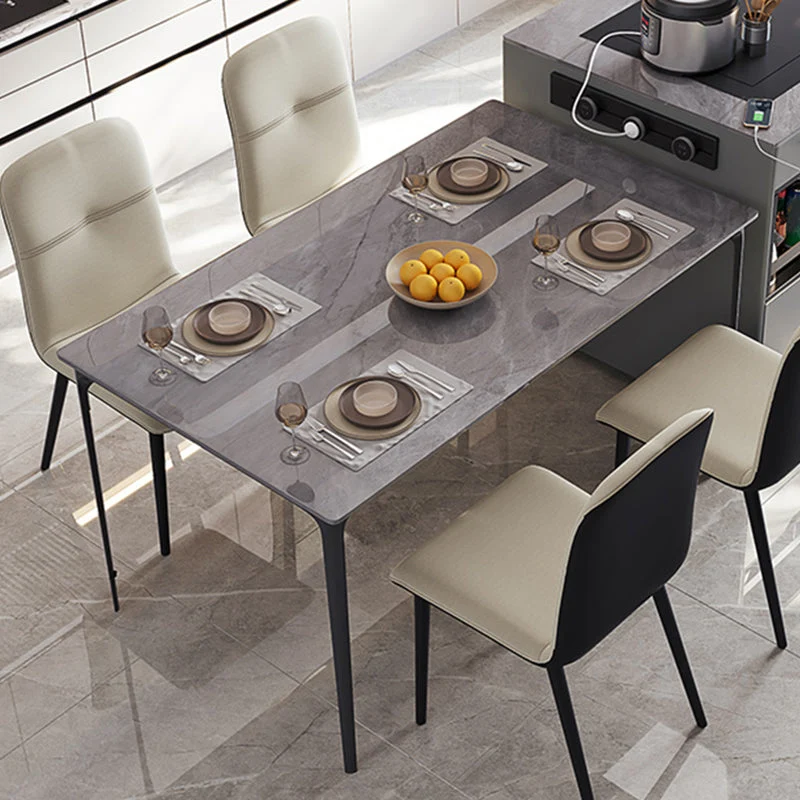 Tavolo da pranzo da cucina con piano pietra Tavolo da pranzo rettangolare con 4 gambe Clearhalo