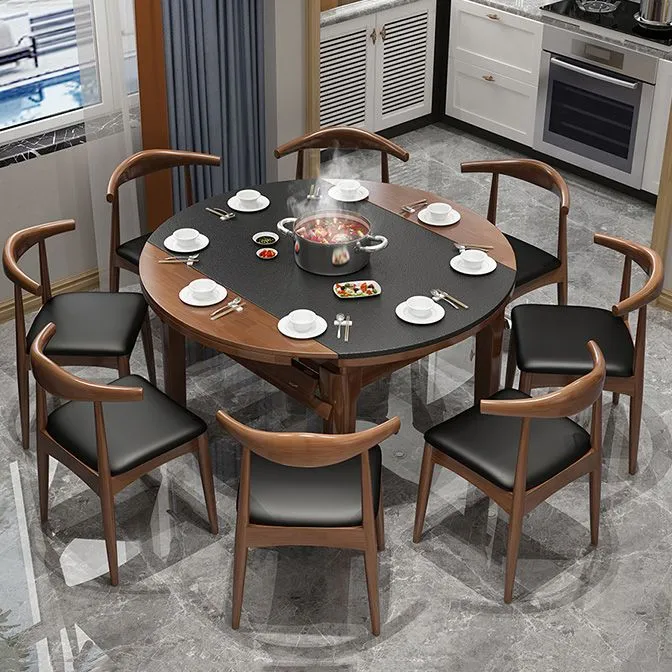 Tavolo da pranzo da cucina contemporanea Tavolo da pranzo legno con prolunga foglia Clearhalo