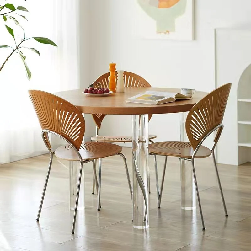 Tavolo da pranzo da cucina rotondo stile moderno con 3 gambe Clearhalo