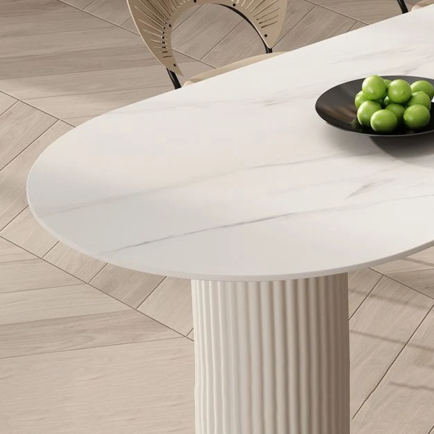 Tavolo da pranzo da cucina Tavolo da pranzo moderno pietra bianco e nero Clearhalo
