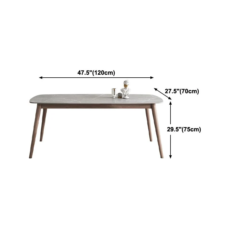 Tavolo da pranzo della metà del secolo Tavolo da pranzo con piano pietra e base legno massello Clearhalo