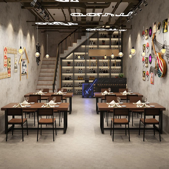 Tavolo da pranzo fisso legno massello Tavolo da cucina industriale con base cavalletto Clearhalo