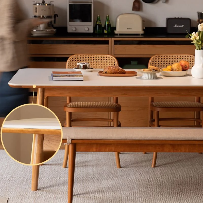 Tavolo da pranzo fisso pietra rettangolare stile semplicità con 4 piedi Clearhalo