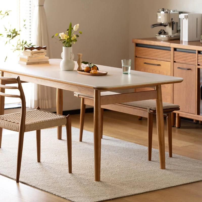 Tavolo da pranzo fisso pietra rettangolare stile semplicità con 4 piedi Clearhalo