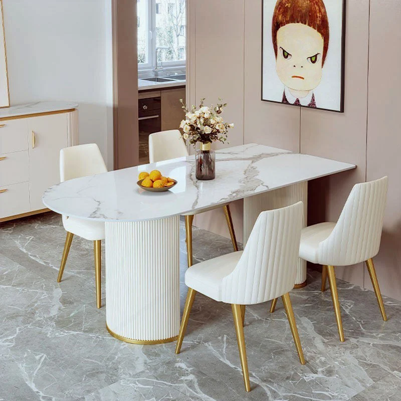 Tavolo da pranzo fisso pietra sinterizzata di lusso con scrivania da cucina fissa forma libera Clearhalo