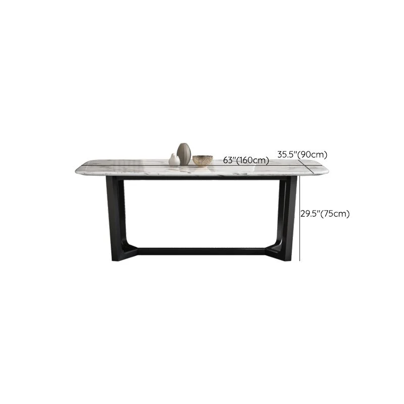 Tavolo da pranzo fisso rettangolare marmo stile semplicità con base cavalletto Clearhalo