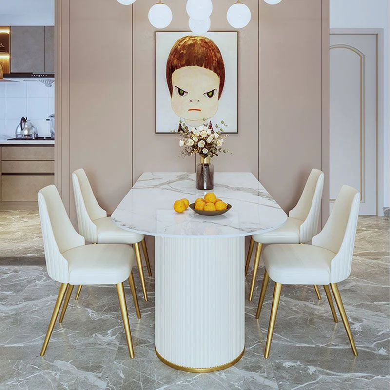 Tavolo da pranzo forma libera da ristorante semplice stile glam ardesia e metallo Clearhalo