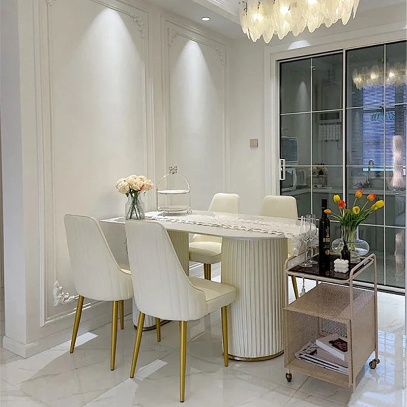 Tavolo da pranzo forma libera da ristorante semplice stile glam ardesia e metallo Clearhalo