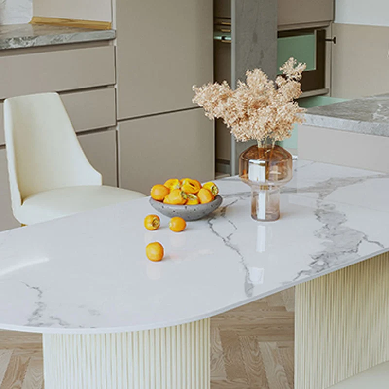 Tavolo da pranzo forma libera da ristorante semplice stile glam ardesia e metallo Clearhalo