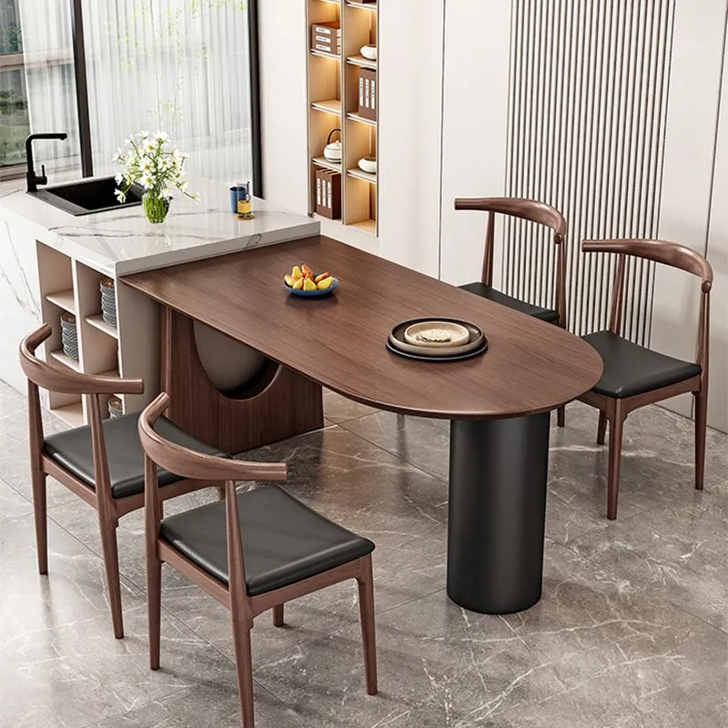 Tavolo da pranzo forma libera Tavolo moderno con doppio piedistallo per cucina Clearhalo