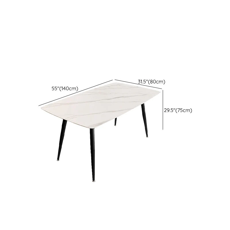 Tavolo da pranzo 4 gambe Tavolo da pranzo pietra sinterizzata bianca per cucina Clearhalo