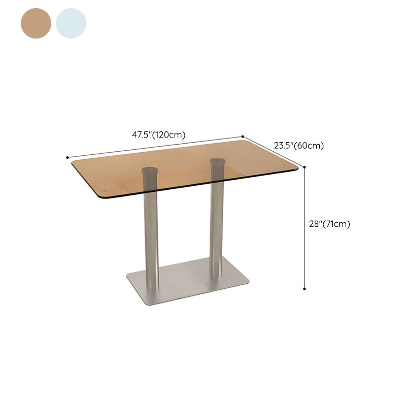 Tavolo da pranzo geometrico da tavolo moderno vetro con base metallo per sala da pranzo Clearhalo
