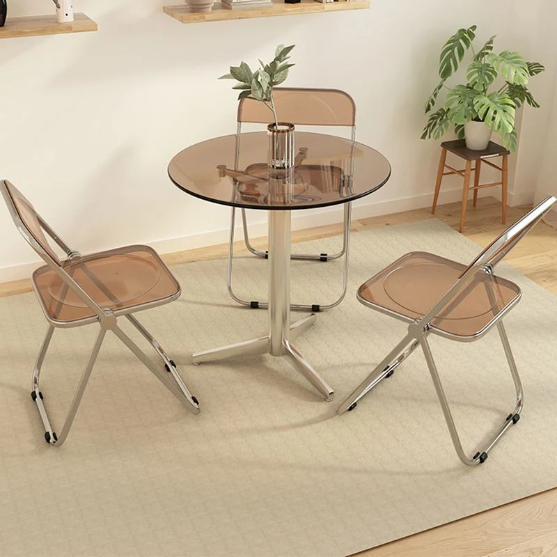 Tavolo da pranzo geometrico da tavolo moderno vetro con base metallo per sala da pranzo Clearhalo