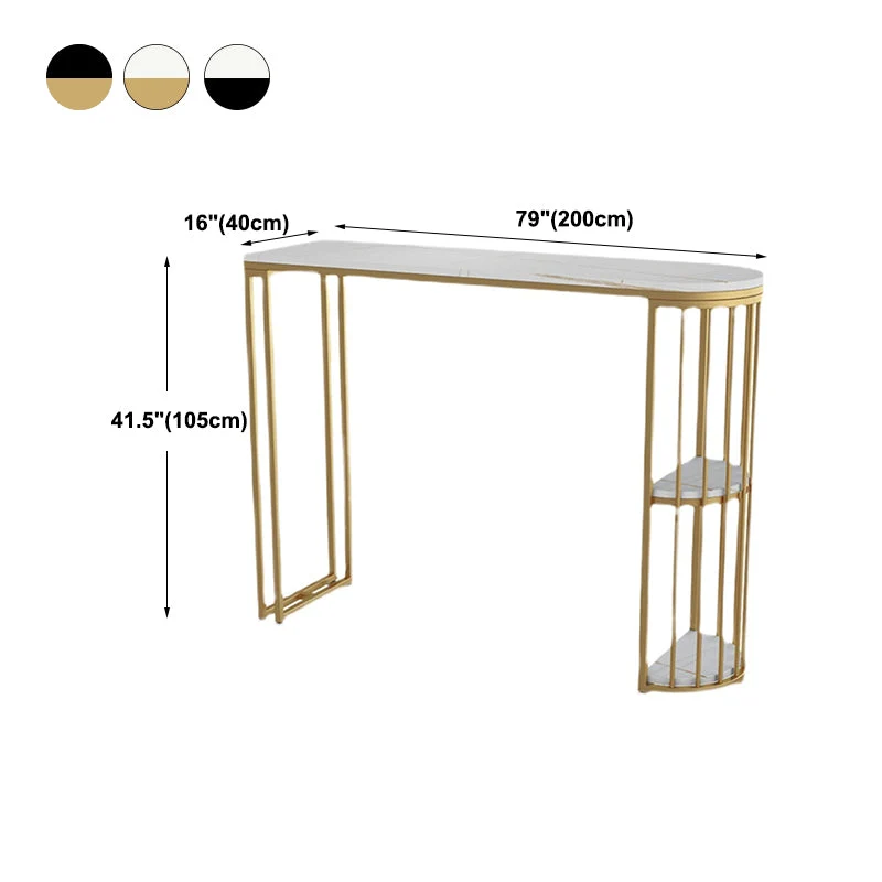 Tavolo da pranzo Glam Bar Tavolo da bistrot per interni con piano pietra e ferro con ripiano Clearhalo